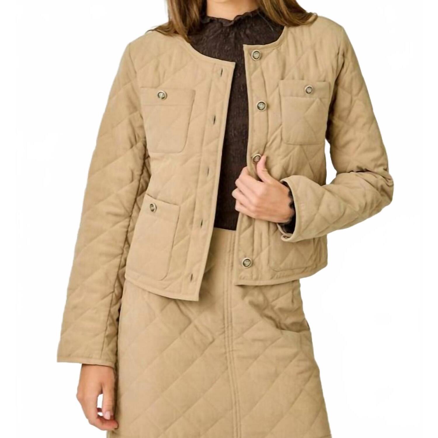 New Mystree Quilted Jacket In Latte